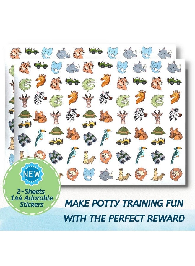 POTTY TIME Potty Training Sticker Chart ; Reward Their Efforts Fosters Fun & Independence ; Includes 4Weekly Savanna Themed Charts + 144 Easy To Peel Stickers ; Usa Made From Creators Of Potty Watch - Image 3