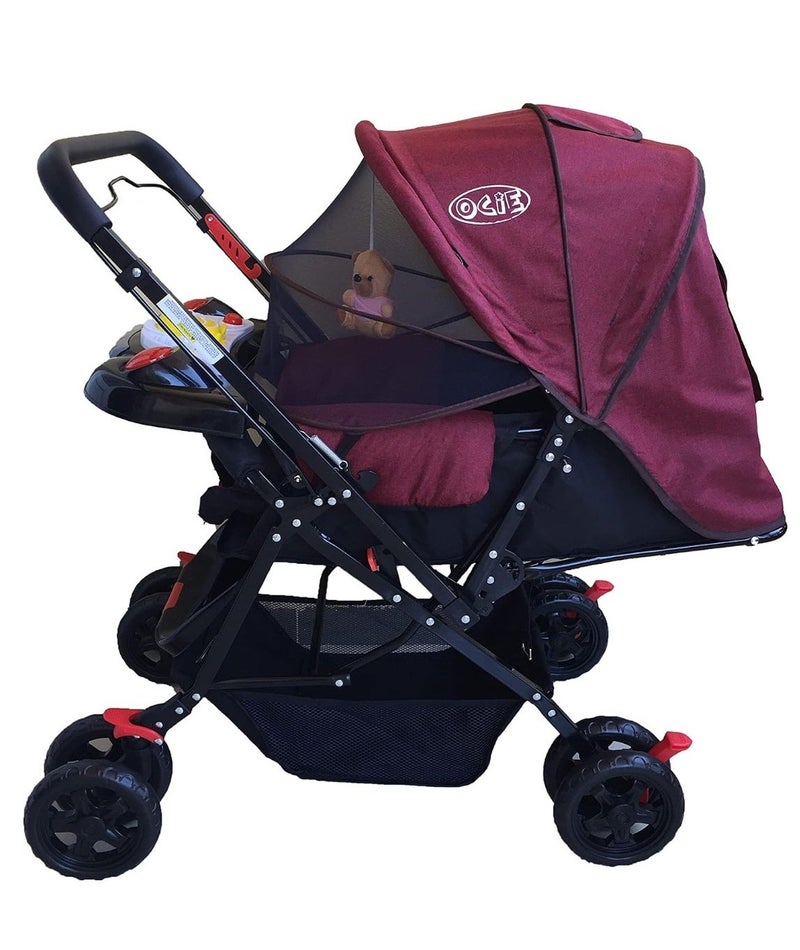 Happy Kiddo Foldable Baby Stroller with Sun Canopy, Storage Basket & Toy Tray - Image 1