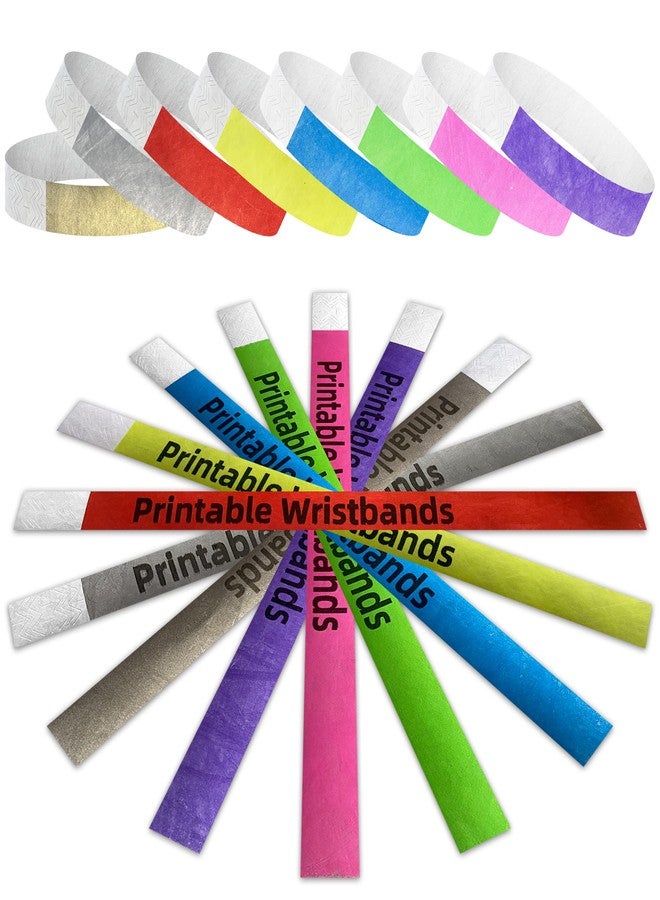Mr-Label – 300 Ct. ¾" Tyvek Printable Paper Wristbands for Inkjet Printer Only – Waterproof and Tear-Resistant Ticket Bands - ID Arm Bands for Party | Concert | Event | Club VIP| Festival – 8 Colors - Image 1