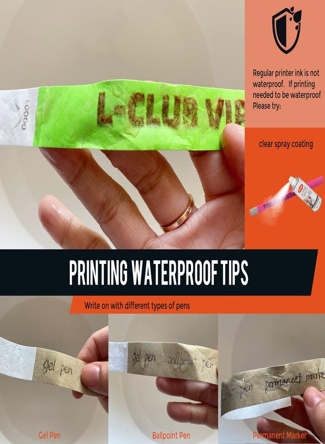 Mr-Label – 300 Ct. ¾" Tyvek Printable Paper Wristbands for Inkjet Printer Only – Waterproof and Tear-Resistant Ticket Bands - ID Arm Bands for Party | Concert | Event | Club VIP| Festival – 8 Colors - Image 4