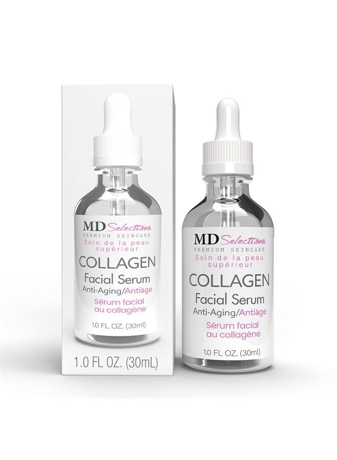 Collagen Facial Serum Tighten, Firm & Smooth with Collagen Peptide & Green Tea, Advanced Collagen Repair Anti Aging Facial Formula, 1 Oz