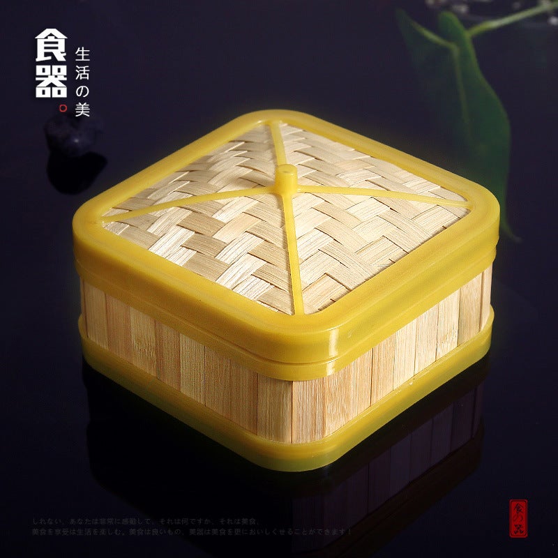 Square Bamboo Steamer Small Steamer Plastic Edge Bamboo Steamer Commercial Restaurant Steamed Bun Steamer Steamed Dumpling Steamer - Image 4