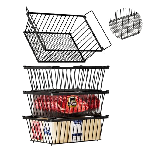 ANJUBAN Freezer Organizer Bins ，Enhanced Leak-Proof Bottom，4 Pack Stackable Deep Freezer Organizer Bins for 5 Cu.FT Small Chest Freezer，organization and storage，pantry organizers（for 5 Cu.Ft - Image 1