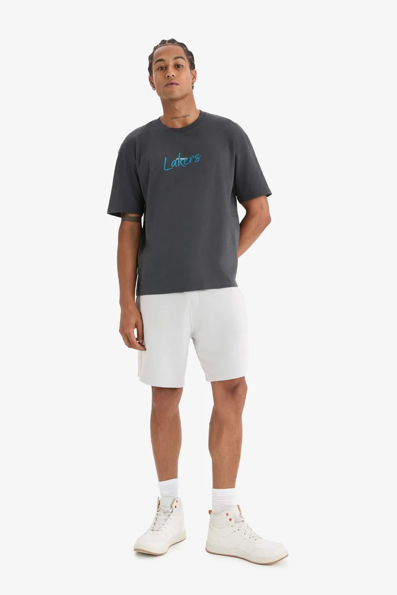 Defacto  DeFactoFit NBA Los Angeles Lakers Boxy Fit Crew Neck T-Shirt  | Best Price UAE