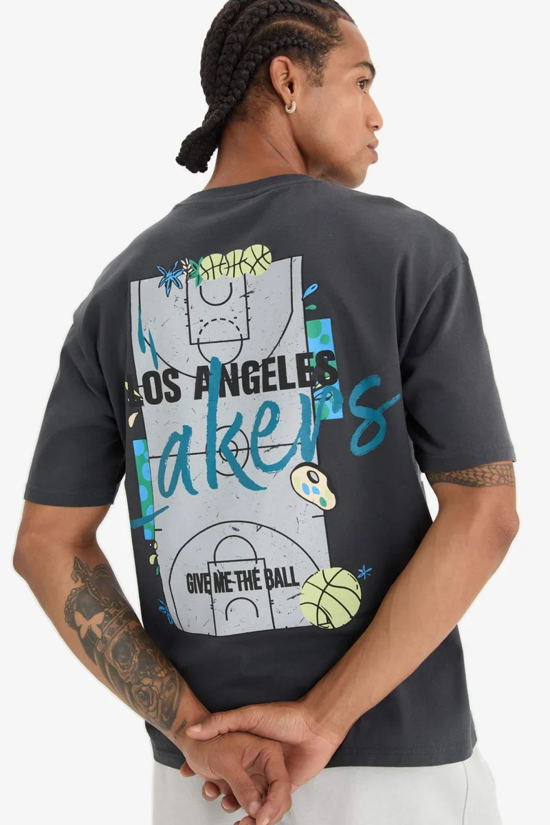 DeFactoFit NBA Los Angeles Lakers Boxy Fit Crew Neck T-Shirt