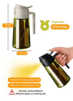 HomarKet 2pcs 16oz/470ml Light-Blocking Dark Oil Sprayer for Cooking, 2 in 1 Olive Oil Dispenser Bottle for Kitchen, Premium Green Glass Oil Bottle, Food-Grade Oil Mister for Air Fryer, BBQ(Black&White)  - Image 2