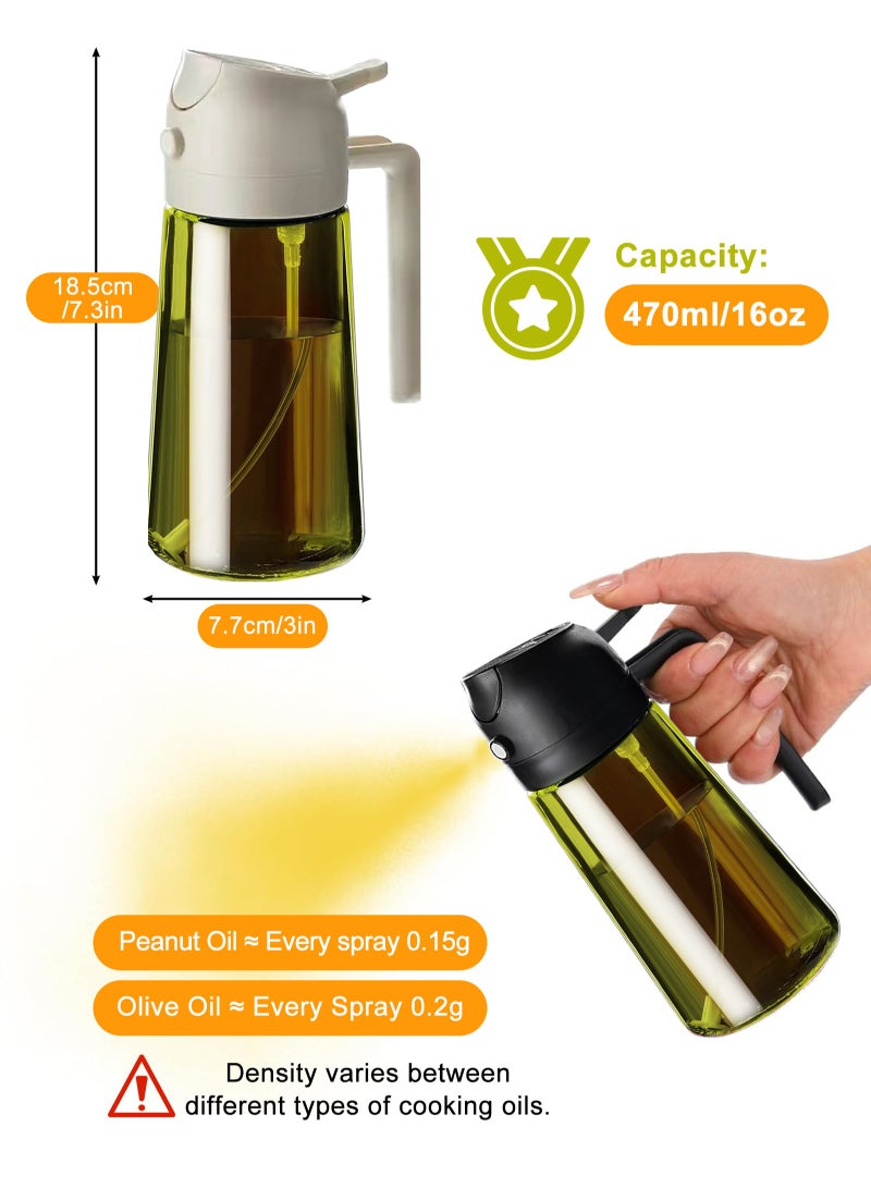 HomarKet 2pcs 16oz/470ml Light-Blocking Dark Oil Sprayer for Cooking, 2 in 1 Olive Oil Dispenser Bottle for Kitchen, Premium Green Glass Oil Bottle, Food-Grade Oil Mister for Air Fryer, BBQ(Black&White) - Image 2