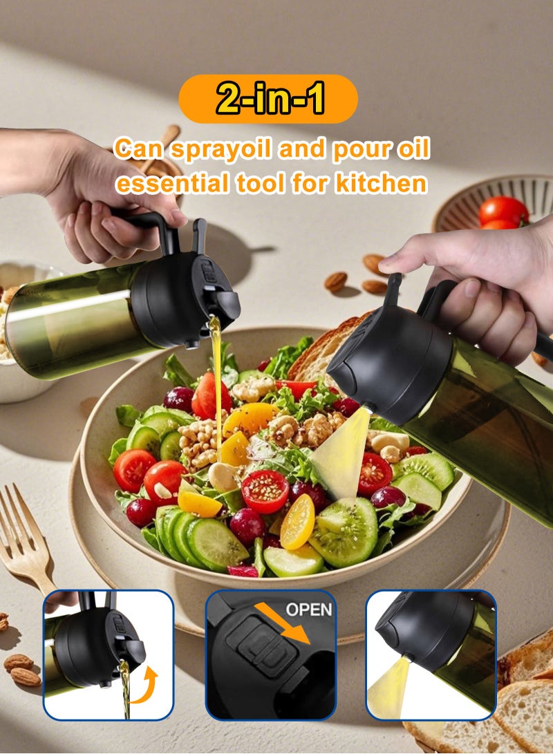 HomarKet 2pcs 16oz/470ml Light-Blocking Dark Oil Sprayer for Cooking, 2 in 1 Olive Oil Dispenser Bottle for Kitchen, Premium Green Glass Oil Bottle, Food-Grade Oil Mister for Air Fryer, BBQ(Black&White) - Image 4