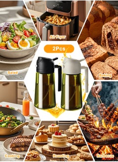 HomarKet 2pcs 16oz/470ml Light-Blocking Dark Oil Sprayer for Cooking, 2 in 1 Olive Oil Dispenser Bottle for Kitchen, Premium Green Glass Oil Bottle, Food-Grade Oil Mister for Air Fryer, BBQ(Black&White)  - Image 3