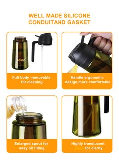 HomarKet 2pcs 16oz/470ml Light-Blocking Dark Oil Sprayer for Cooking, 2 in 1 Olive Oil Dispenser Bottle for Kitchen, Premium Green Glass Oil Bottle, Food-Grade Oil Mister for Air Fryer, BBQ(Black&White)  - Image 5