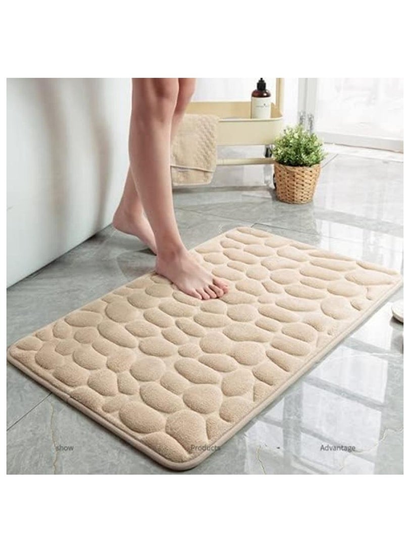 Bluejw 1-Piece Size Is 50x80 Cm Household Cobblestone Embossed Doorstep Carpet Doormat Bathroom Minimalist Wind Absorbent Foot Mat Bathroom Anti-Skid Mat Floor Mat  - Image 3