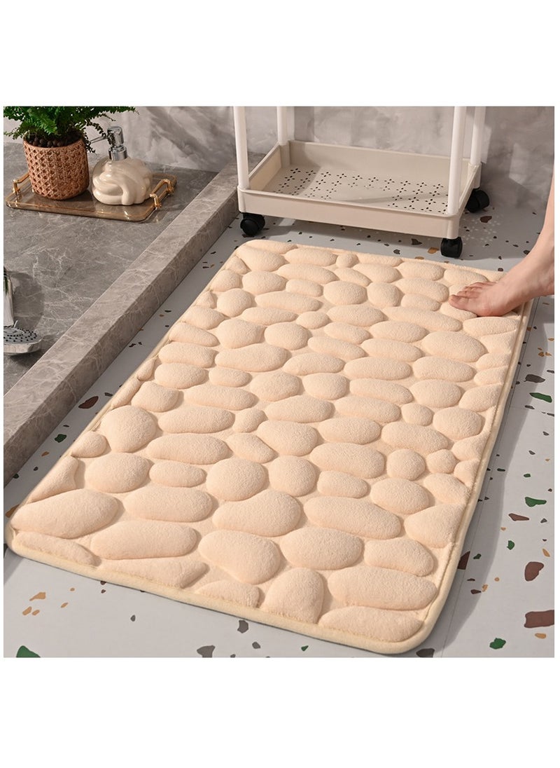 Bluejw 1-Piece Size Is 50x80 Cm Household Cobblestone Embossed Doorstep Carpet Doormat Bathroom Minimalist Wind Absorbent Foot Mat Bathroom Anti-Skid Mat Floor Mat  - Image 1