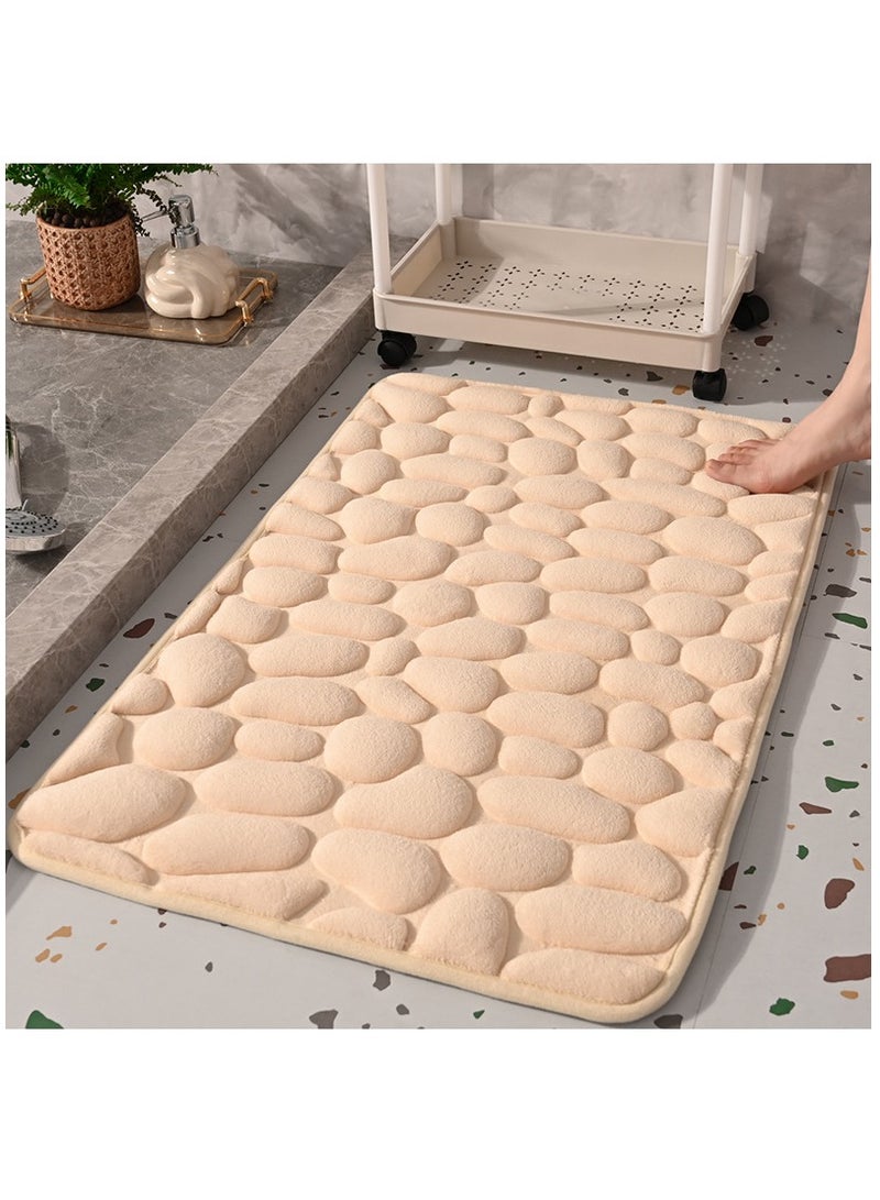 Bluejw 1-Piece Size Is 50x80 Cm Household Cobblestone Embossed Doorstep Carpet Doormat Bathroom Minimalist Wind Absorbent Foot Mat Bathroom Anti-Skid Mat Floor Mat - Image 1