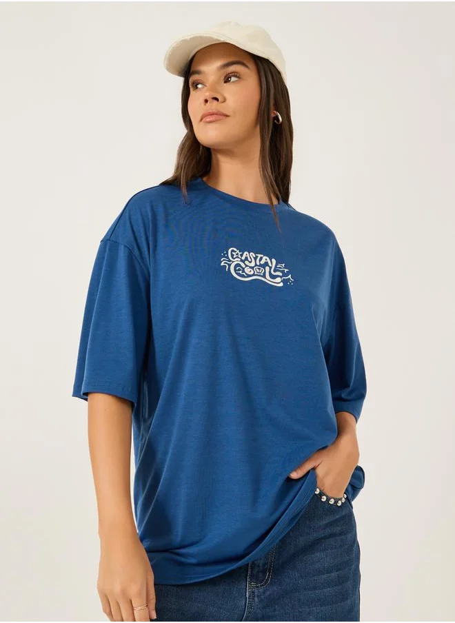 Styli Embroidered Short Sleeve Oversized T-Shirt