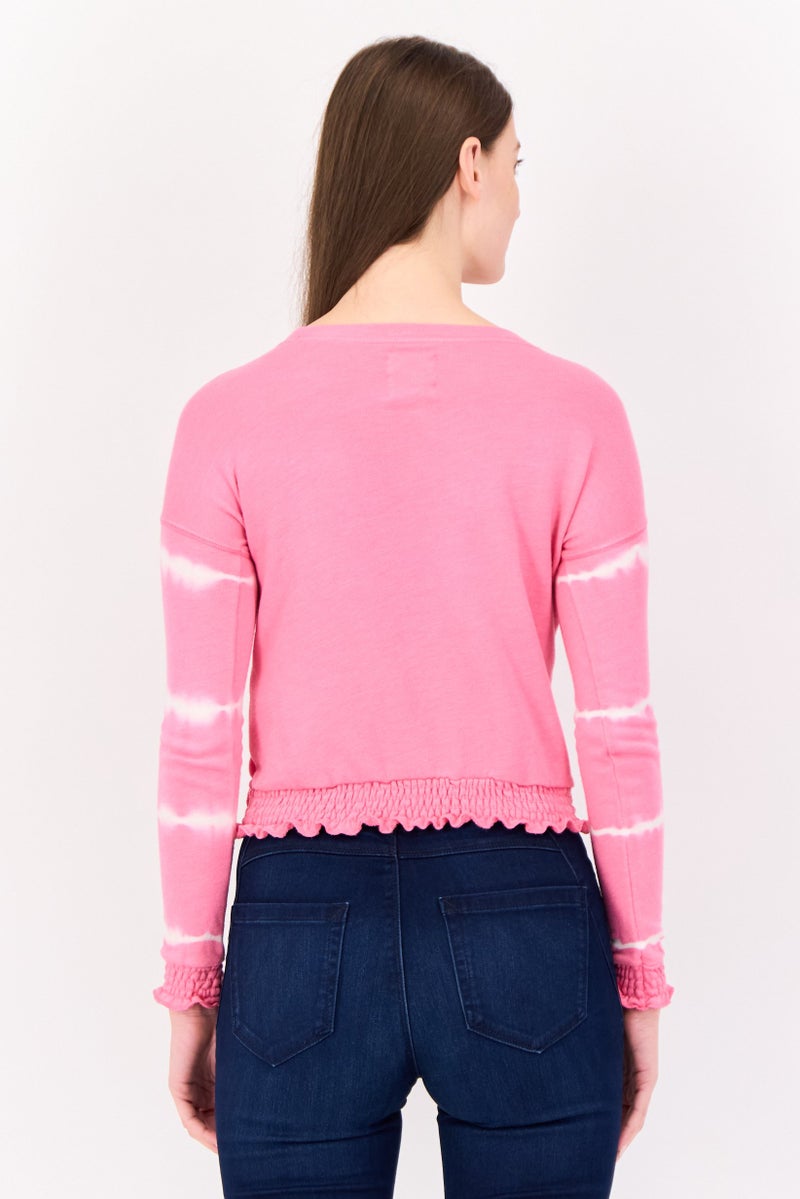Billabong Women Crew Neck Long Sleeves Brand Logo Sweatshirt, Pink - Image 3