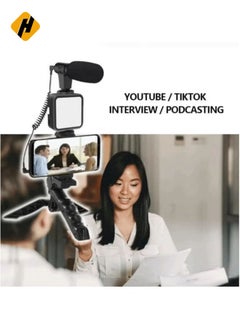 HuHa smartphone Vlogging Kit for Starter Video Recording, the set with Fill Light + Microphone + Tripod + Phone Clip for YouTube Tiktok Instagram Fitness Yoga  - Image 2