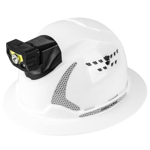 GREEN DEVIL Matrix Full Brim Hard Hat with Headlight Vented Construction Safety Helmet OSHA Approved Cascos De Construccion Work Hardhat for Men&Women - Image 1