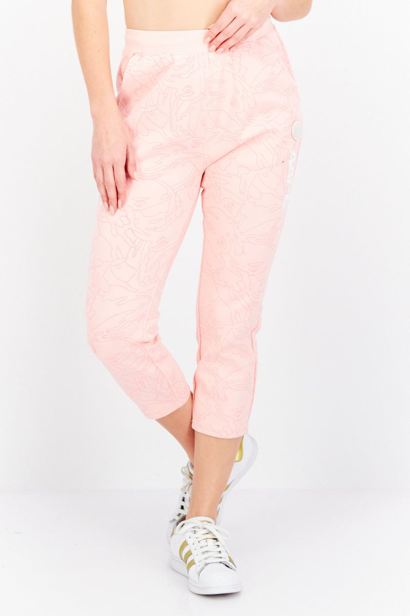 Aape By A Bathing Ape سروال رياضي نسائي بطبعة تجريدية، وردي - Image 1