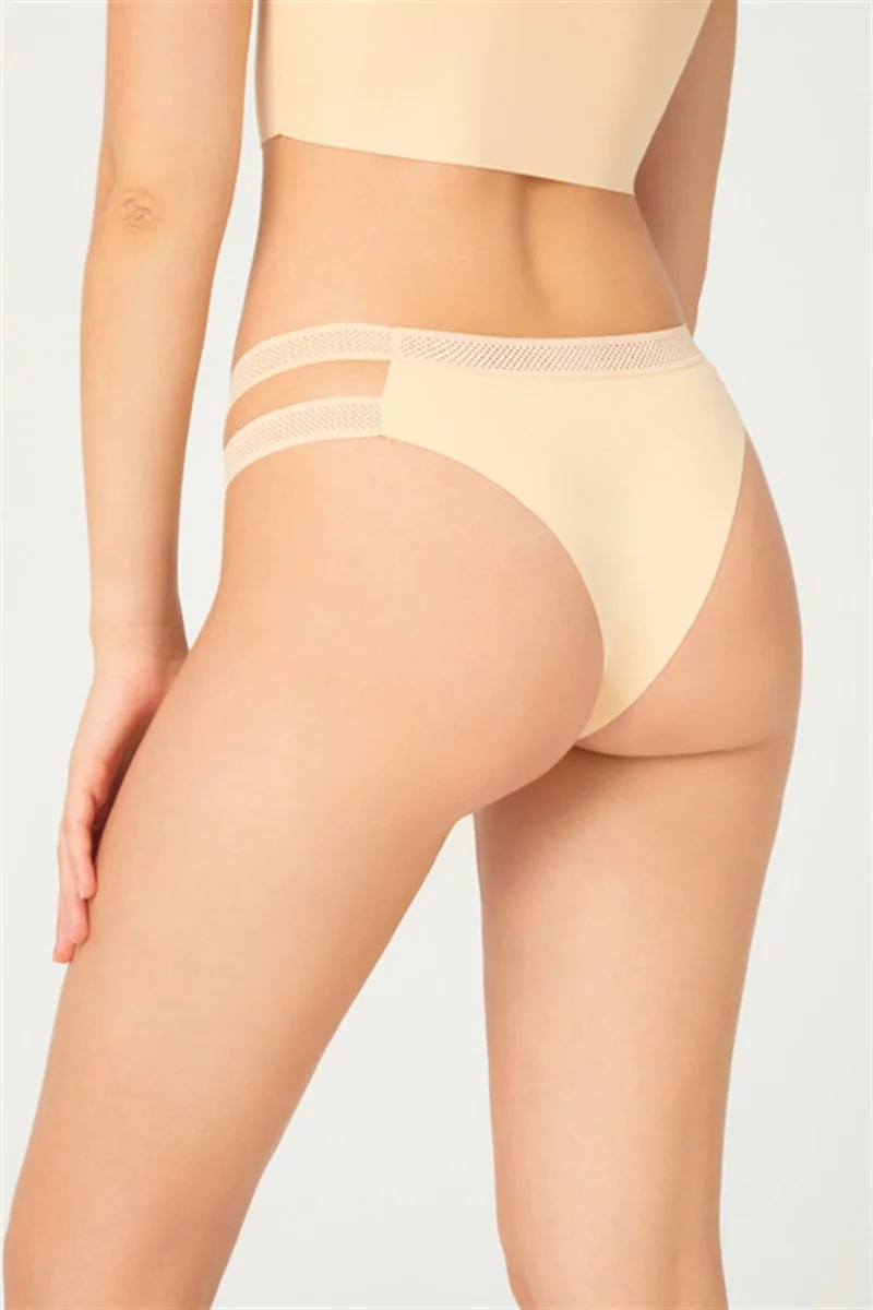 COTTONHILL Double Mesh Elastic Laser Cut Brazilian Panties 3 Pack - 3