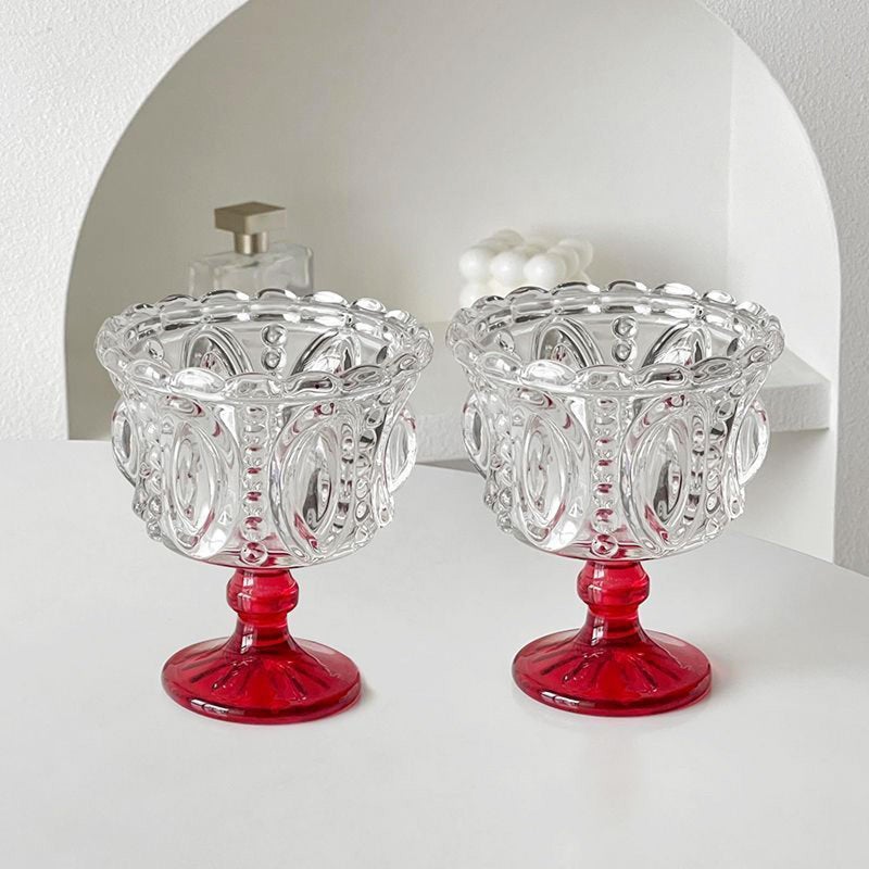 Opexscal 9oz Glass Dessert Bowls Set of 4, Vintage Embossed Dessert Cups, Thickened Sundae Cups, for Sundae, Ice Cream, Fruit, Salad, Snack, Cocktail, Trifle - Image 4