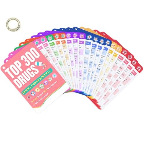 Top 300 Drugs Quick Reference Flash Cards 2025 Expanded Pharmacology Guide for Nursing Students Pharmacy Nurses ColorCoded Drug Cards - Image 1