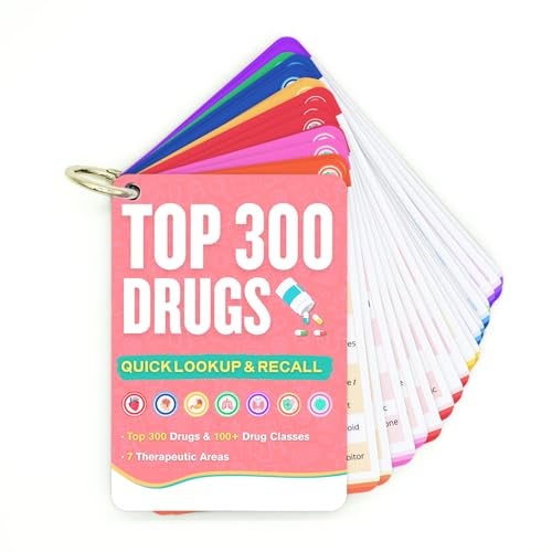 Top 300 Drugs Quick Reference Flash Cards 2025 Expanded Pharmacology Guide for Nursing Students Pharmacy Nurses ColorCoded Drug Cards - Image 5