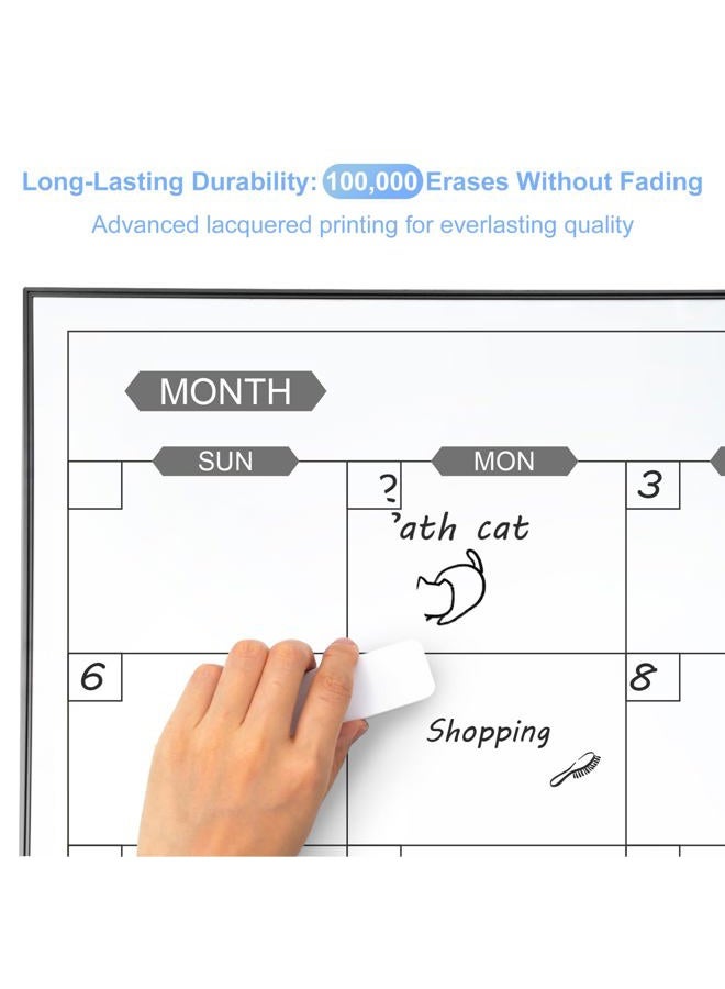 ARCOBIS Dry Erase Calendar for Wall, 36" x 24" Magnetic Monthly White Board Calendar Dry Erase, Hanging Whiteboard Planner for School, Home, Office, Black Frame - Image 2