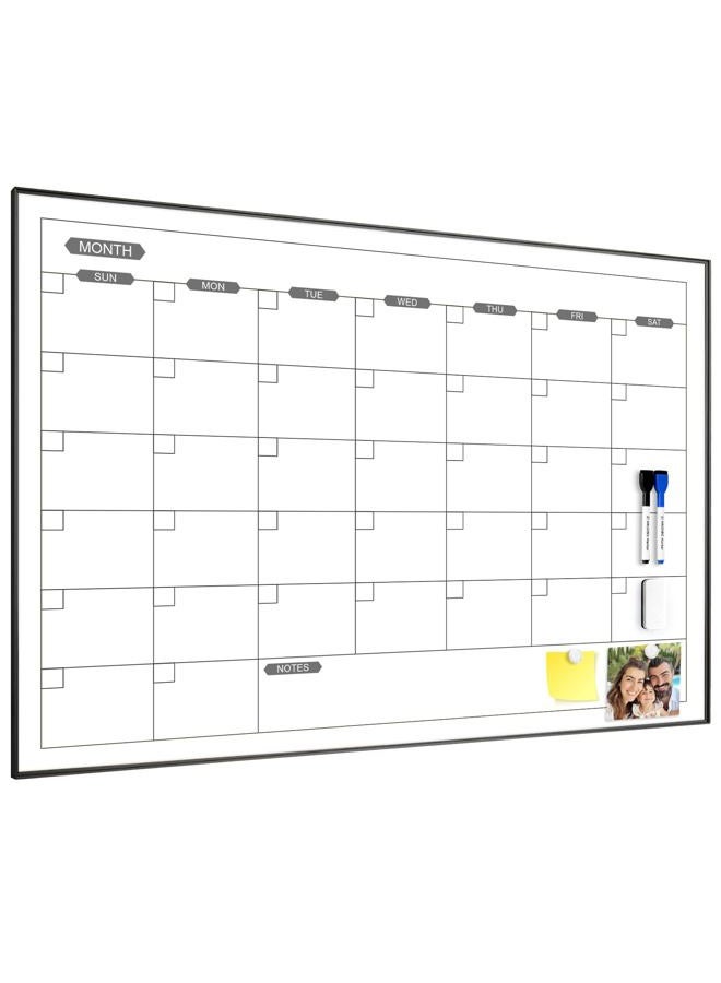 ARCOBIS Dry Erase Calendar for Wall, 36" x 24" Magnetic Monthly White Board Calendar Dry Erase, Hanging Whiteboard Planner for School, Home, Office, Black Frame - Image 1