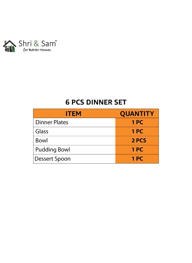 Shri & Sam Stainless Steel Delight Dinner Set, 6 Pieces, Solid - Image 3