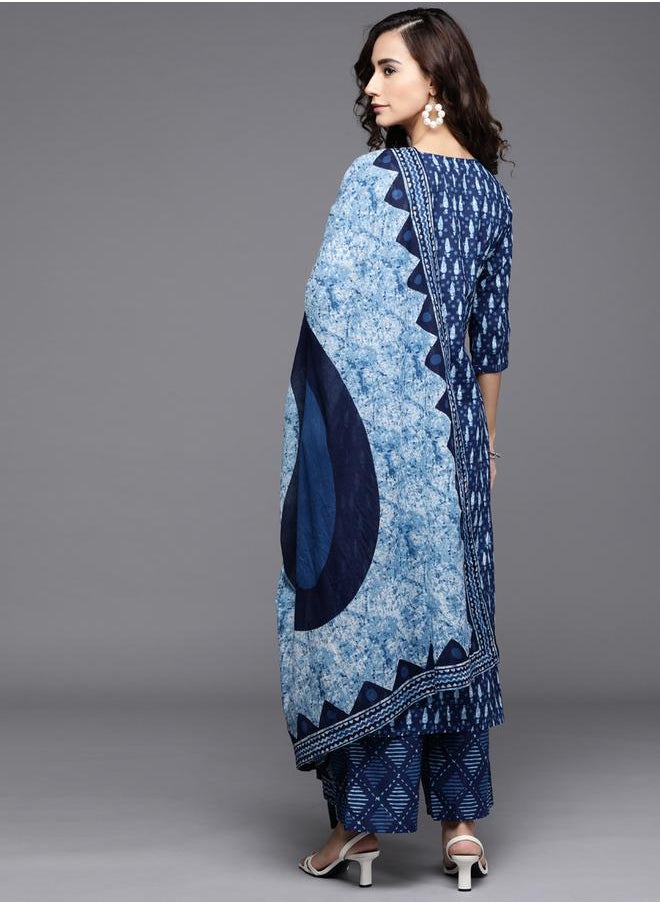Libas All-Over Print Kurta and Palazzo with Printed Dupatta Set by Styli  - Image 3