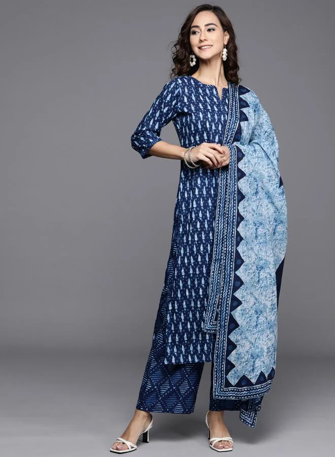 Libas All-Over Print Kurta and Palazzo with Printed Dupatta Set by Styli