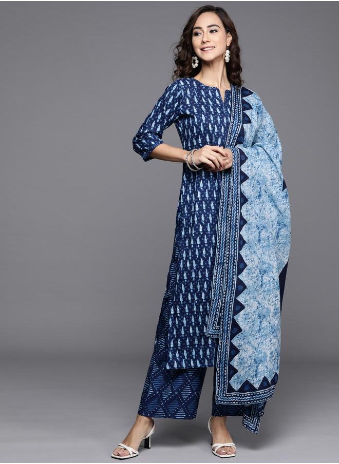 Libas All-Over Print Kurta and Palazzo with Printed Dupatta Set by Styli  - Image 1