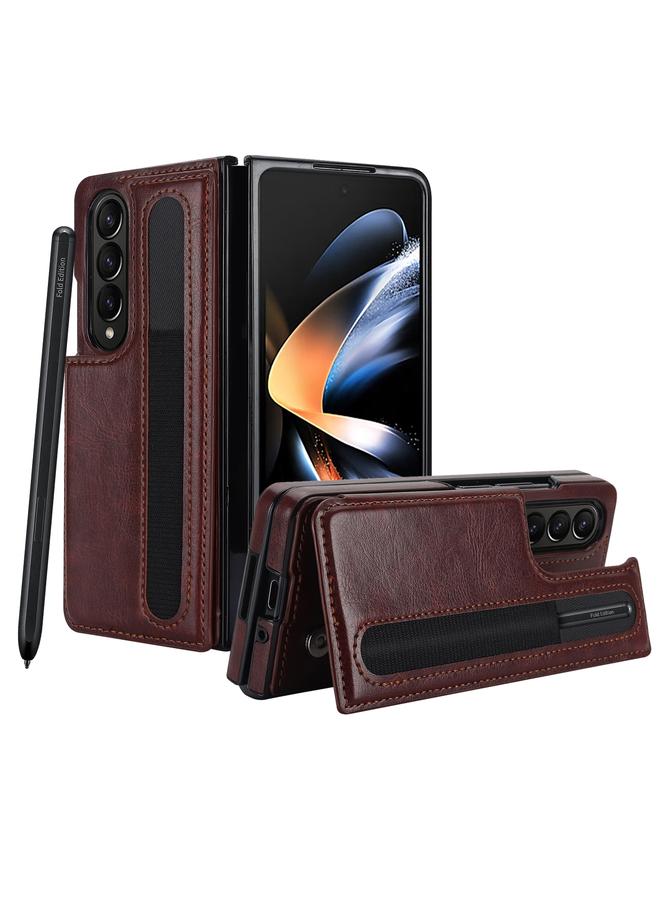 اس-توب جراب لهاتف Samsung Galaxy Z Fold4 مزود بمشبك مزدوج وفتحة للبطاقات وقابل للطي مع فتحة للقلم - Image 2