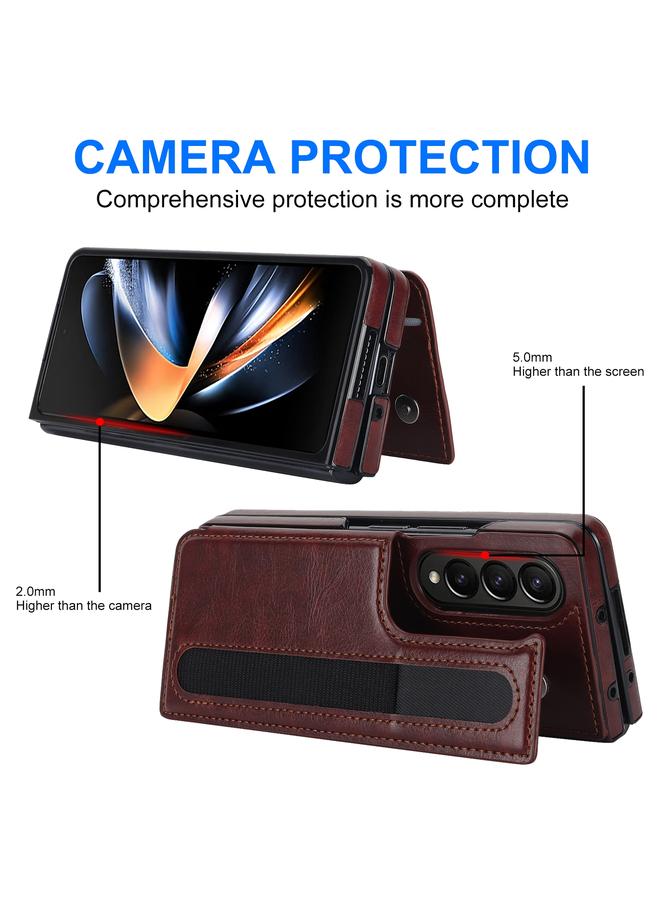 اس-توب جراب لهاتف Samsung Galaxy Z Fold4 مزود بمشبك مزدوج وفتحة للبطاقات وقابل للطي مع فتحة للقلم - Image 4