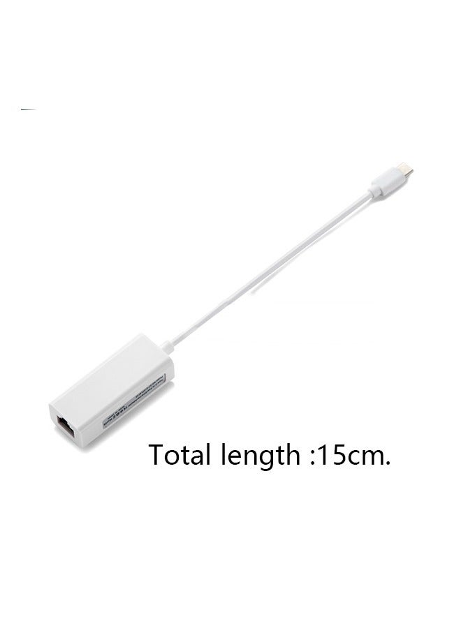 USB-C Network Cable To Interface, Rj45 Connector, Typec 100 Mbit/s Computer NIC Converter, Type C NIC To 100 Mbit/s Network Cable Converter (White) - Image 2