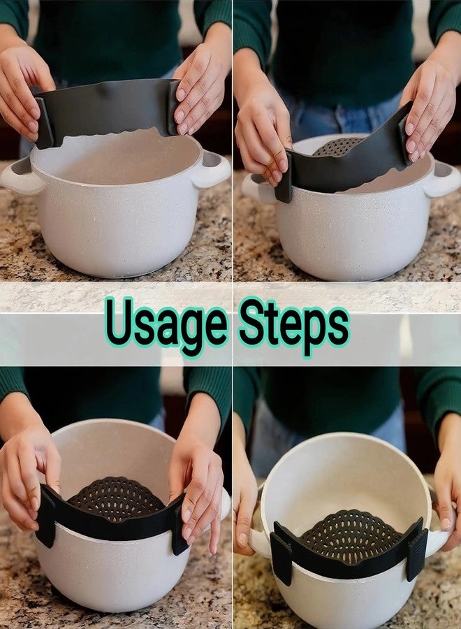 regaliafurn 2 PACK Silicone Clip-on Strainer - Fits Pots, Pans & Pasta, Hands-Free Food Strainer for Ground Beef, Spaghetti, Pasta, Compatible with All Bowls and Pots - Image 4