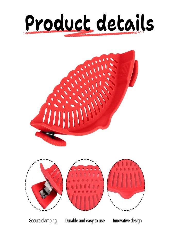 regaliafurn 2 PACK Silicone Clip-on Strainer - Fits Pots, Pans & Pasta, Hands-Free Food Strainer for Ground Beef, Spaghetti, Pasta, Compatible with All Bowls and Pots - Image 2