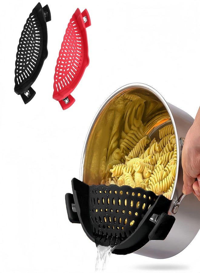 regaliafurn 2 PACK Silicone Clip-on Strainer - Fits Pots, Pans & Pasta, Hands-Free Food Strainer for Ground Beef, Spaghetti, Pasta, Compatible with All Bowls and Pots - Image 1
