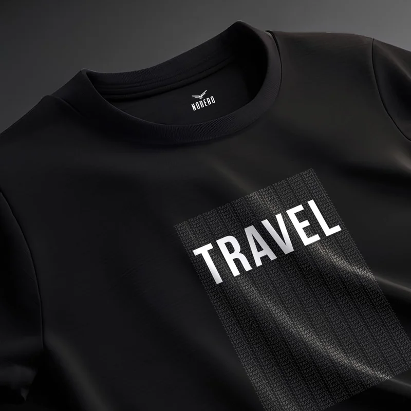 NOBERO  Black Travel Graphic T-Shirt for Men for Men | Best Price UAE