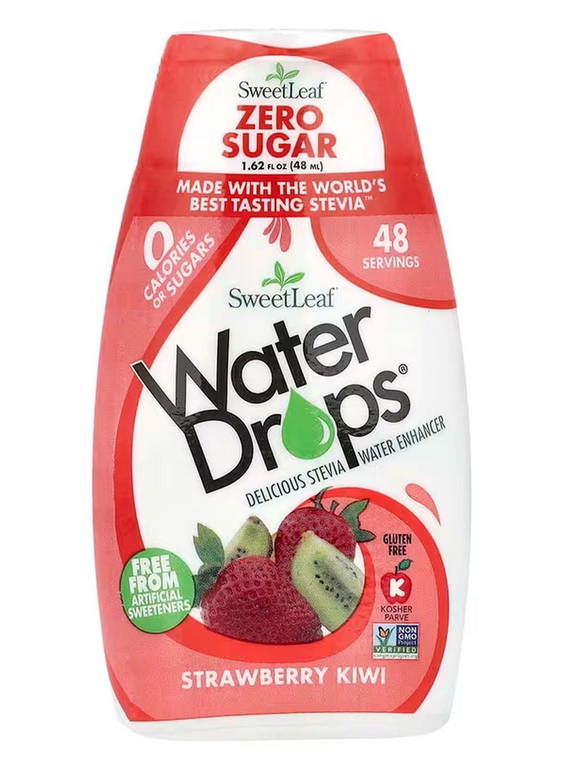 سويت ليف قطرات الماء ، محسن ماء ستيفيا اللذيذ ، نكهة بنكهة الفراولة والكيوي ، 1.62 أونصة سائلة (48 مل) - Image 1
