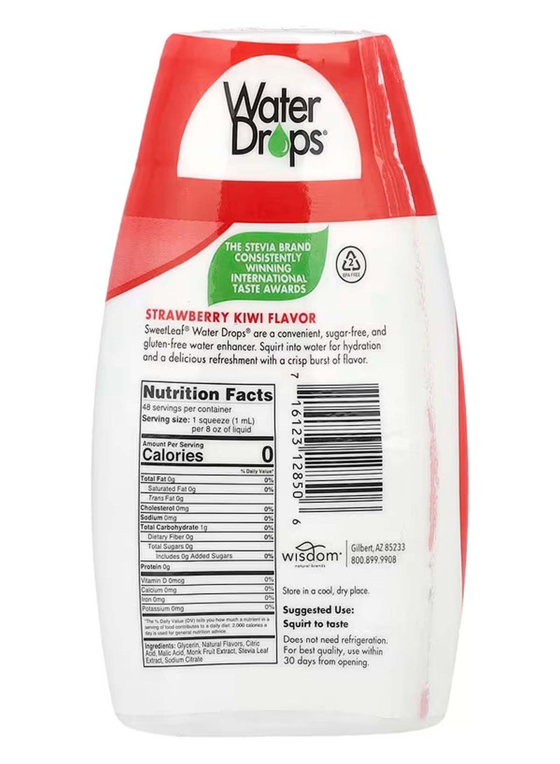سويت ليف قطرات الماء ، محسن ماء ستيفيا اللذيذ ، نكهة بنكهة الفراولة والكيوي ، 1.62 أونصة سائلة (48 مل) - Image 2