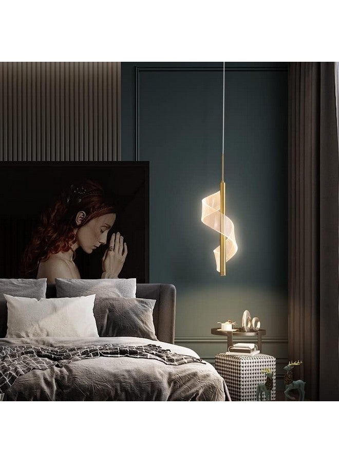 CITRA Led Pendant Light Acrylic Curvy Ceiling Lights (Gold) - Warm White - Image 4