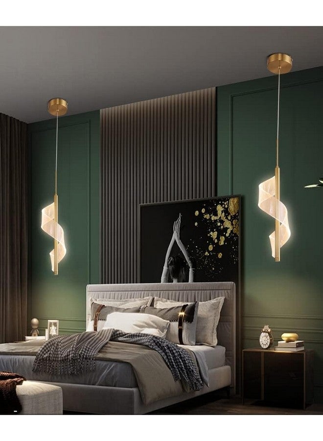 CITRA Led Pendant Light Acrylic Curvy Ceiling Lights (Gold) - Warm White - Image 5