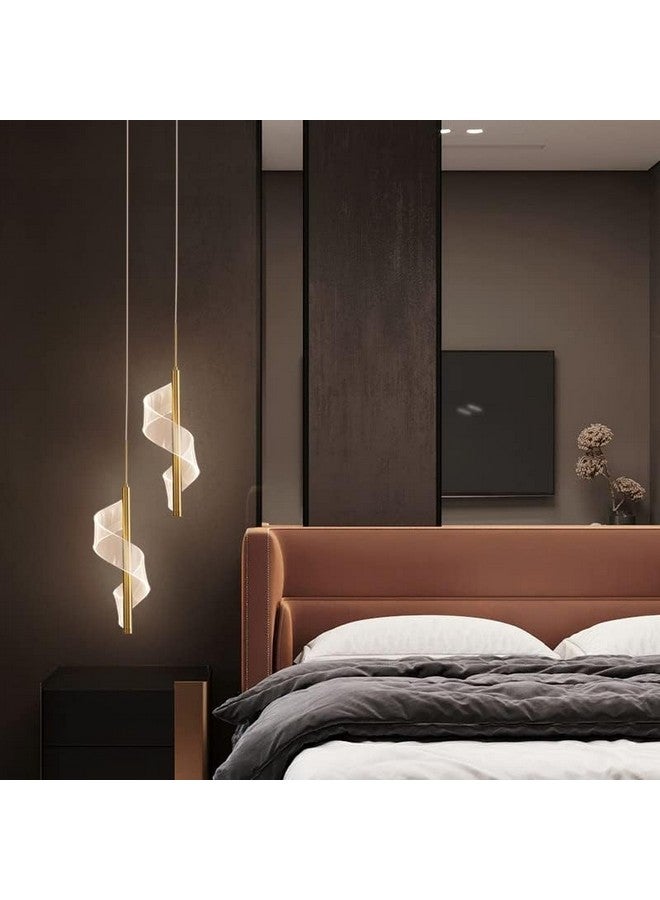 CITRA Led Pendant Light Acrylic Curvy Ceiling Lights (Gold) - Warm White - Image 2