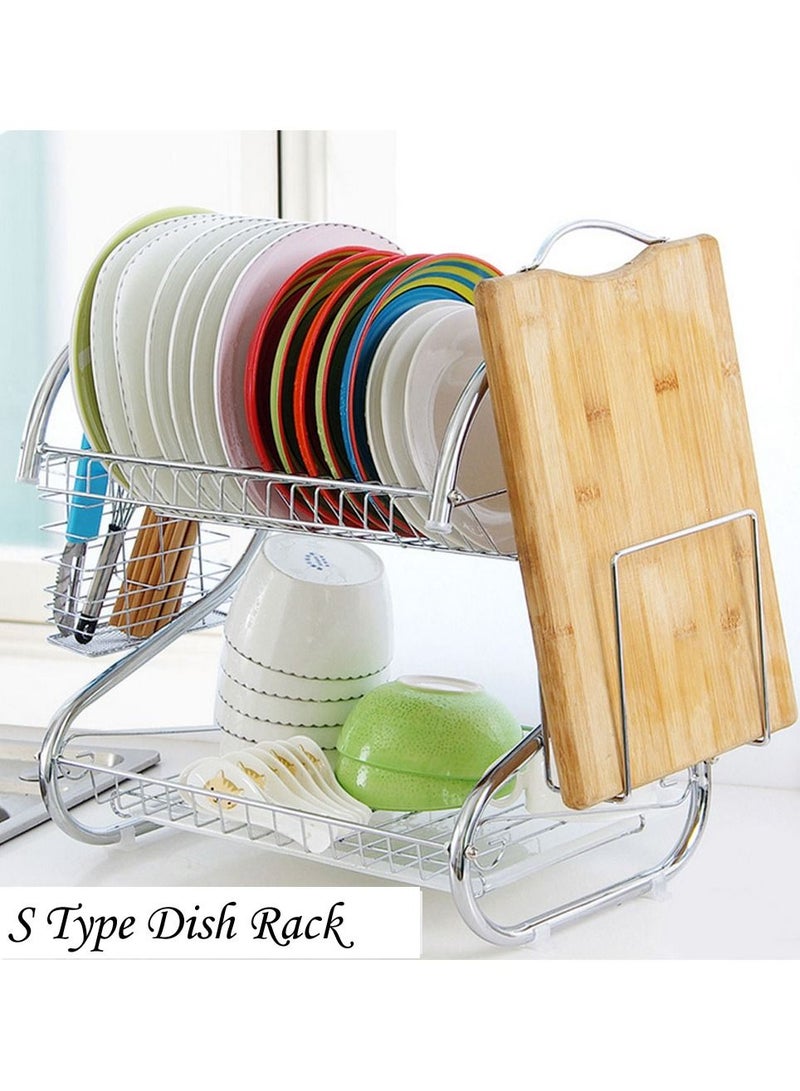 DubaiGallery Dish Drying Rack Over the Sink, 2-Tier Dish Rack with Utensil Holder, Water Cup Holder and Drain Board for Kitchen Counter  - Image 3