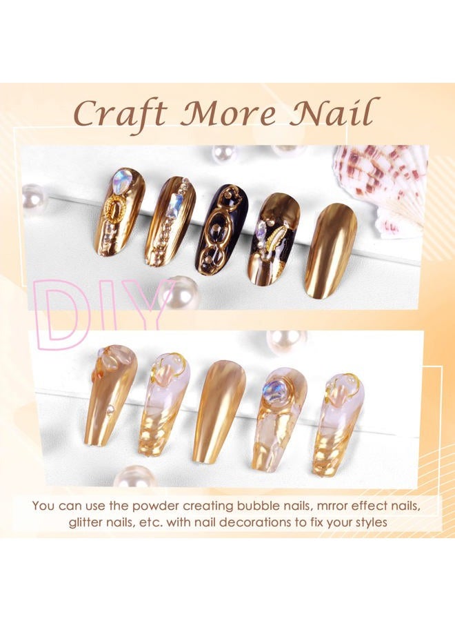 Laza Chrome Nail Powder Mirror Effect Metallic Dust Holographic Glitter Glazed Manicure Decoration Reflective Pigment for DIY Gel Polish Nail Art, Resin Craft, Gifts - Gold - Image 5