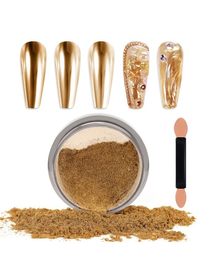 Laza Chrome Nail Powder Mirror Effect Metallic Dust Holographic Glitter Glazed Manicure Decoration Reflective Pigment for DIY Gel Polish Nail Art, Resin Craft, Gifts - Gold - Image 1