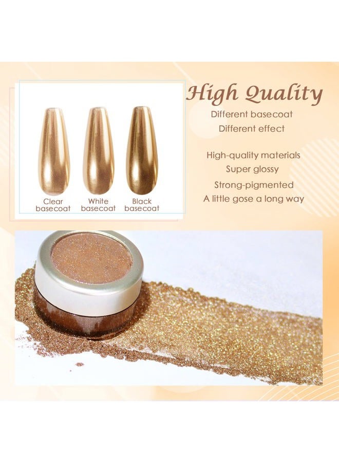 Laza Chrome Nail Powder Mirror Effect Metallic Dust Holographic Glitter Glazed Manicure Decoration Reflective Pigment for DIY Gel Polish Nail Art, Resin Craft, Gifts - Gold - Image 4