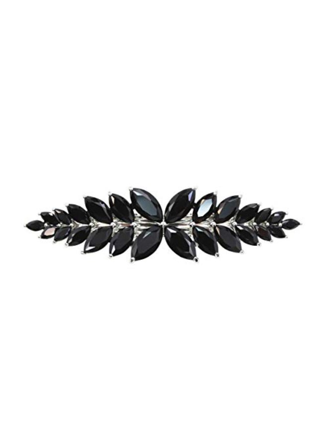 Faship Gorgeous Black CZ Crystal floral Hair Barrette - Image 1