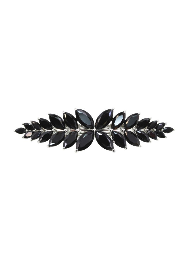 Faship Gorgeous Black CZ Crystal floral Hair Barrette - Image 2
